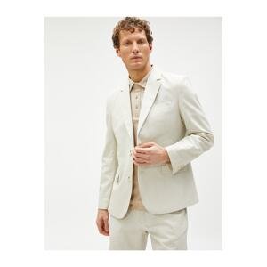 Koton Summer Jacket Blazer Linen Blend Buttoned with Pocket Detail