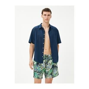 Koton Swim Shorts Leaf Printed Waistband Pocketed