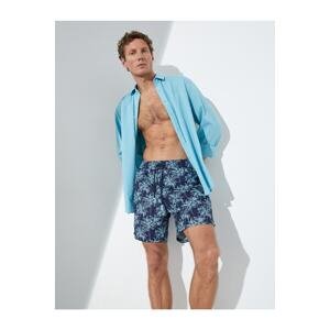 Koton Marine Shorts with a Palm Printed Tie Waist, Pocket