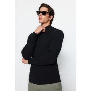 Trendyol Black-Ecru Men's Fitted Tight Fit Half Turtleneck Elastic Knit 2-Pack Knitwear Sweater.