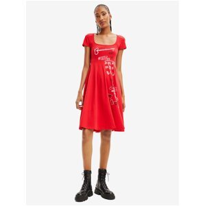 Červené dámské vzorované šaty Desigual Broadway Road - Dámské