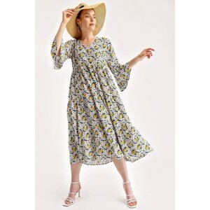 Bigdart 1959 Patterned Viscose Dress - Yellow