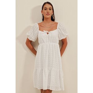 Bigdart 2392 Scalloped Dress - White