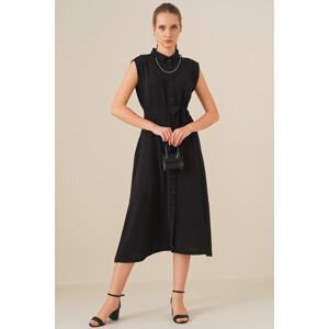 Bigdart 2226 Belted Zero Sleeve Dress - Black