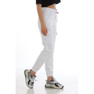 BİKELİFE White Cargo Pocket Gabardine Trousers