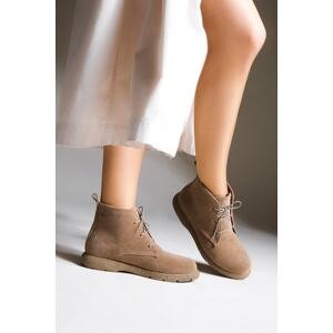 Marjin Women's Genuine Leather Casual Boots Doles tan Suede.