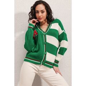 Bigdart 15803 Multicolored College Cardigan - Green