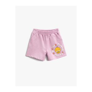 Koton Tweety Printed Shorts Licensed Elastic Waist Cotton.