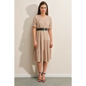 Bigdart 2377 Belt Knitted Dress - Biscuit