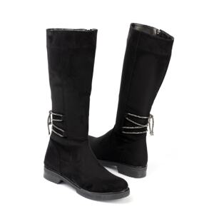 Capone Outfitters Below the Knee Women's Boots with Back Ankle Crystal Lace