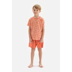 Dagi Orange Printed Printed Short Sleeved T-Shirt, Shorts and Pajamas Set