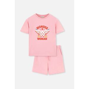 Dagi Pink Wonder Woman Printed Short Sleeve Shorts Pajamas Set