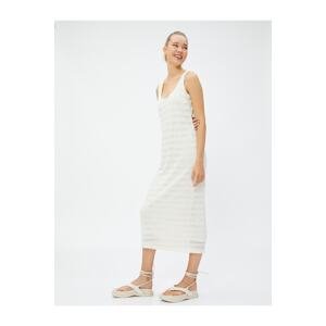 Koton Midi Dress Strap U Neck Textured Lined