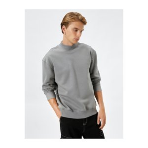 Koton Standing Collar Sweater Basic Long Sleeves Ribbed