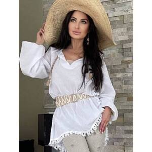 White boho shirt with beige top and belt By o la la