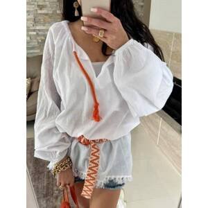 White boho shirt with white top and belt By o la la