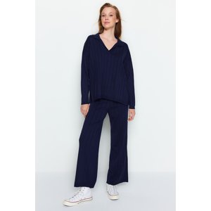 Trendyol Navy Blue Oversized Knitwear Top and Bottom Set