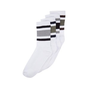 Trendyol Men's White Cotton 4-Pack Striped Crewneck Socks.