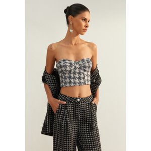 Trendyol Limited Edition Multicolored Plaid Crop Knitted Sequin Sequin Bustier