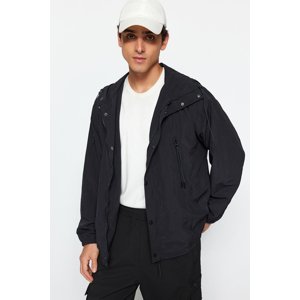 Trendyol Men's Navy Blue Oversize Fit Limited Edition Hooded Technical Fabric Taslan Jacket