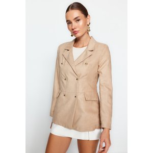 Trendyol Mink Suede Regular Double Breasted Lined Woven Blazer Jacket