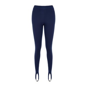 Trendyol Navy Blue High Waist Fuzo Interlock Knitted Leggings