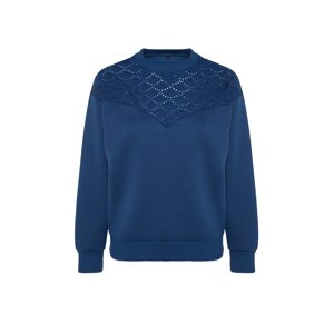 Trendyol Indigo Thick Inner Fleece Brode Detail Regular/Normal Fit Knitted Sweatshirt
