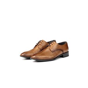 Ducavelli Croco Genuine Leather Men's Classic Shoes, Derby Classic Shoes, Lace-Up Classic Shoes.