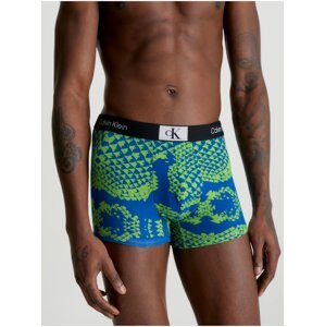 Zeleno-modré pánské vzorované boxerky Calvin Klein Underwear - Pánské