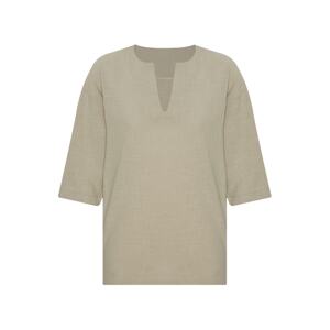 XHAN Mint V-Neck Poor Sleeves Oversized Linen Shirt 2x2x2-45964-58