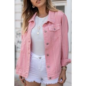 XHAN Women's Pink Denim Jacket 8YXK4-30628-20