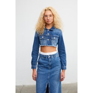 VATKALI Eyelet cropped denim jacket