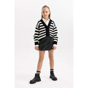 DEFACTO Girl Faux Leather Regular Fit Knitted Skirt