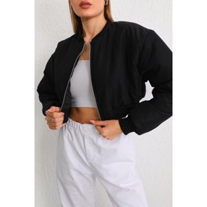 BİKELİFE Women's Black Oversize Bomber Jacket Coat