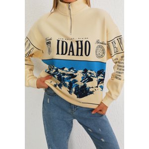 BİKELİFE Women's Idaho Printed Zipper Sweatshirt