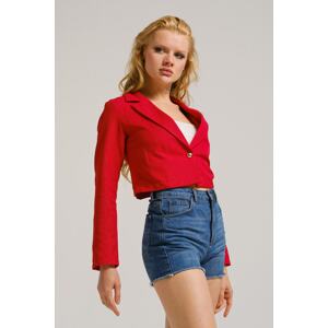 armonika Women's Red One-Button Crop Jacket