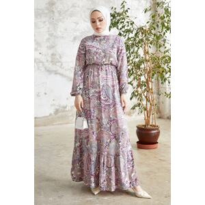InStyle Purple Viscose Hijab Dress with Complex Floral - Lilac