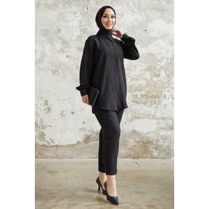 InStyle Movra Hijab Detail Shirt Set - Black