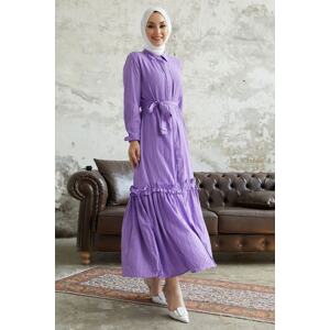InStyle Nesya See-through Dress With Ruffles At The Hem - Lilac