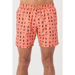 AC&Co / Altınyıldız Classics Men's Orange Standard Fit Casual Patterned Swimwear Marine Shorts.