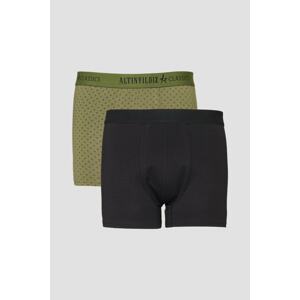 ALTINYILDIZ CLASSICS Men's Khaki-Black Pack of 2 Patterned Cotton Flexible Boxers