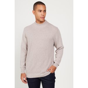 ALTINYILDIZ CLASSICS Men's Beige Standard Fit Regular Cut Half Turtleneck Cotton Knitwear Sweater