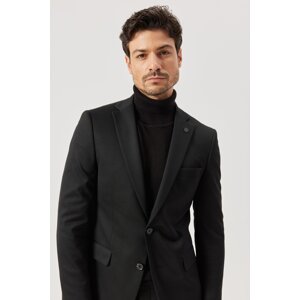 ALTINYILDIZ CLASSICS Men's Black Slim Fit Narrow Cut Mono Collar Black Suit