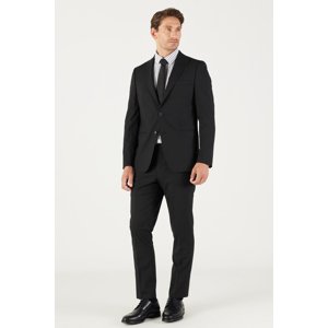 ALTINYILDIZ CLASSICS Men's Black Extra Slim Fit Slim Fit Black Sports Suit.