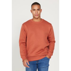 AC&Co / Altınyıldız Classics Men's Light Brown Standard Fit Normal Cut Fleece 3 Thread Crew Neck Sweatshirt