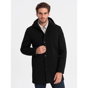 Ombre Men's insulated coat with hood and concealed zipper - black