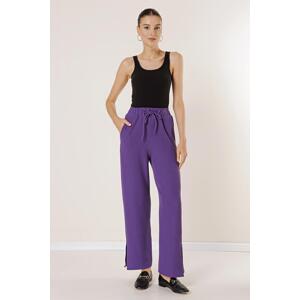 By Saygı Elastic Waist Side Slit Pocket Knitted Trousers