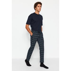 Trendyol Men's Navy Blue Green Plaid Regular Fit Woven Pajama Bottoms