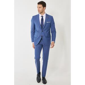 ALTINYILDIZ CLASSICS Men's Blue Slim Fit Slim Fit Mono Collar Patterned Blue Classic Suit