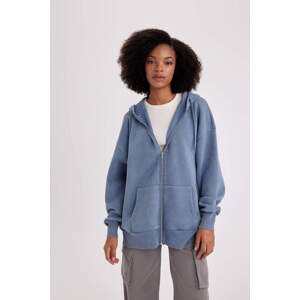 DEFACTO Oversize Fit Hooded Thick Sweatshirt Fabric Cardigan